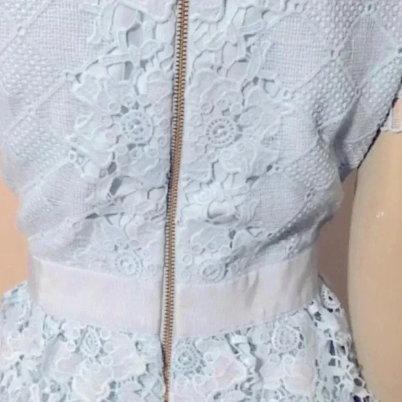 NWT $465 Ted Baker London Dixa Layered Lace Skater Dress baby Blue . - Picture 11 of 12